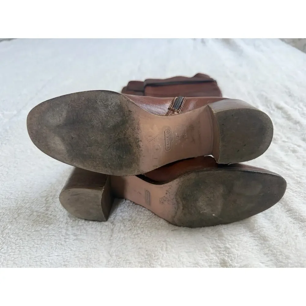 Coach Saxton Knee High Boots, Tan/Brown Leather, Women’s Size 9 - Picture 3 of 7